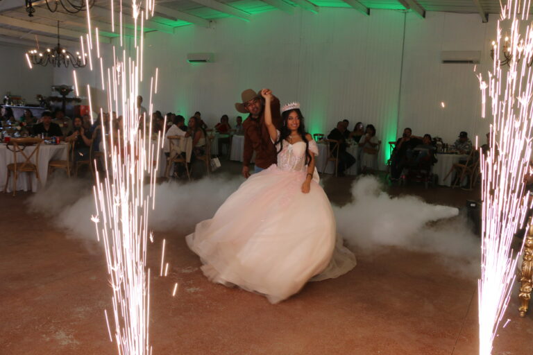 Quinceañera, sweet 16, Mendocino County, Ukiah, father daughter dance, sparks, barn, lighting, gather event